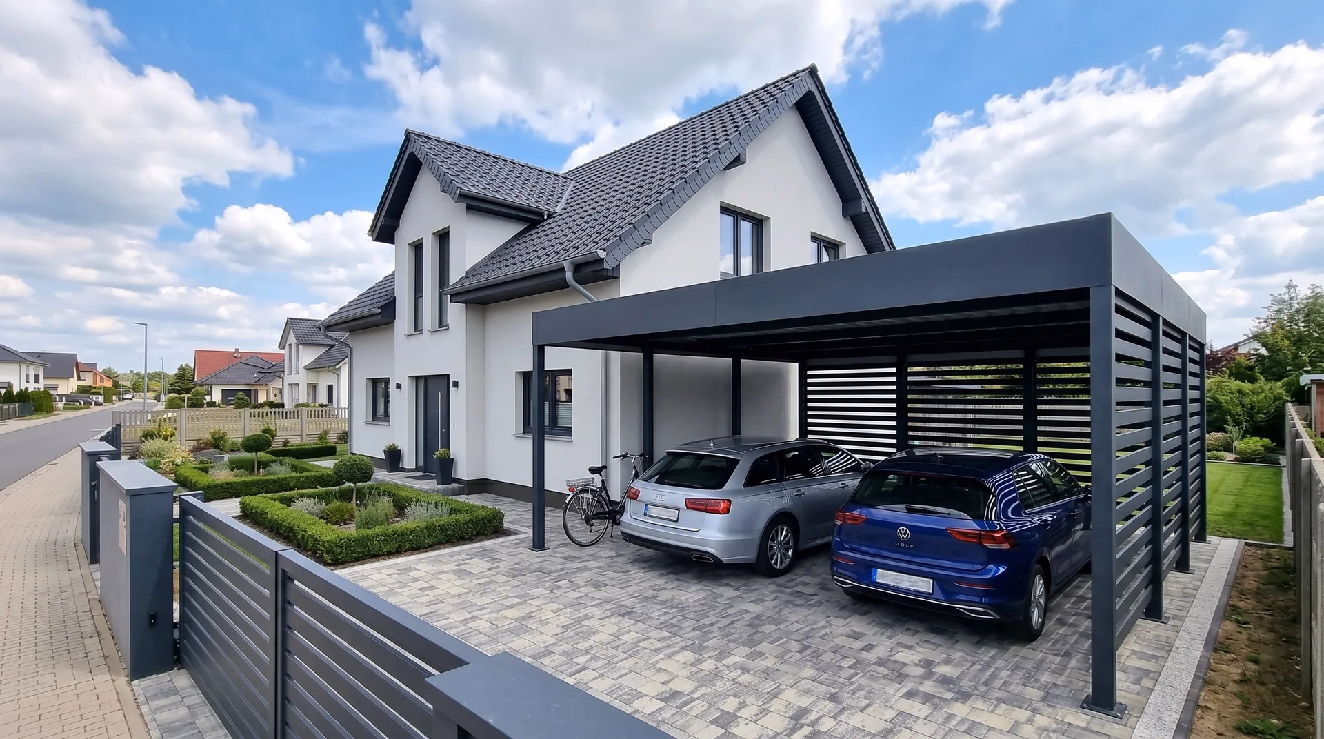 Doppelcarport · Stahl · Lamellen · Seitenwand · in Hannover