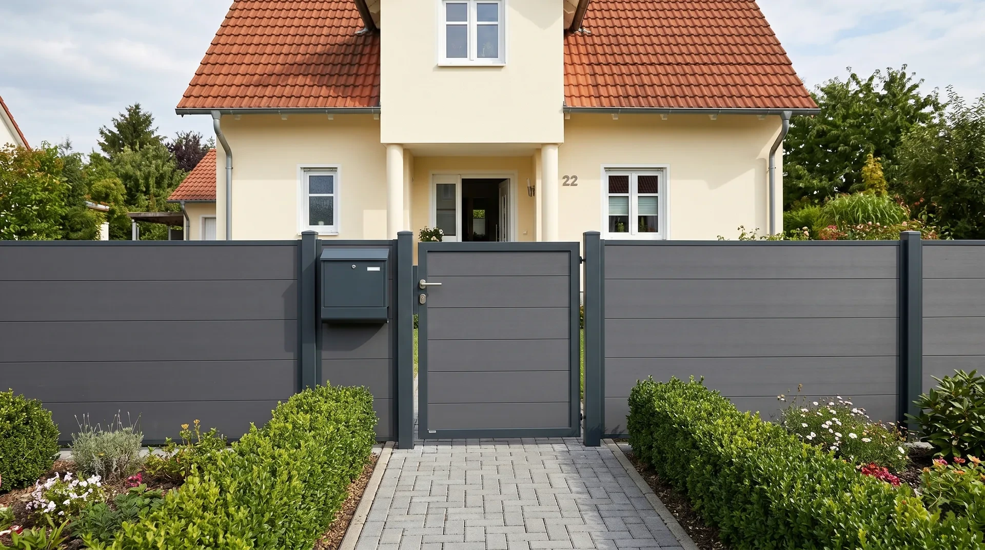 WPC-Gartenpforte in Anthrazit mit Briefkasten in Hannover